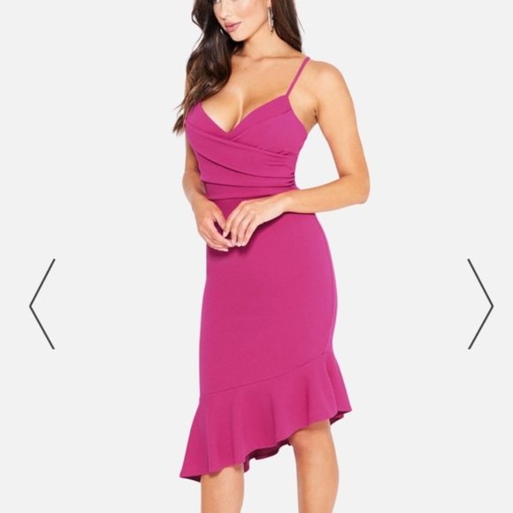 Bebe Hot Pink Asymmetrical Dress Size L - Picture 10 of 10
